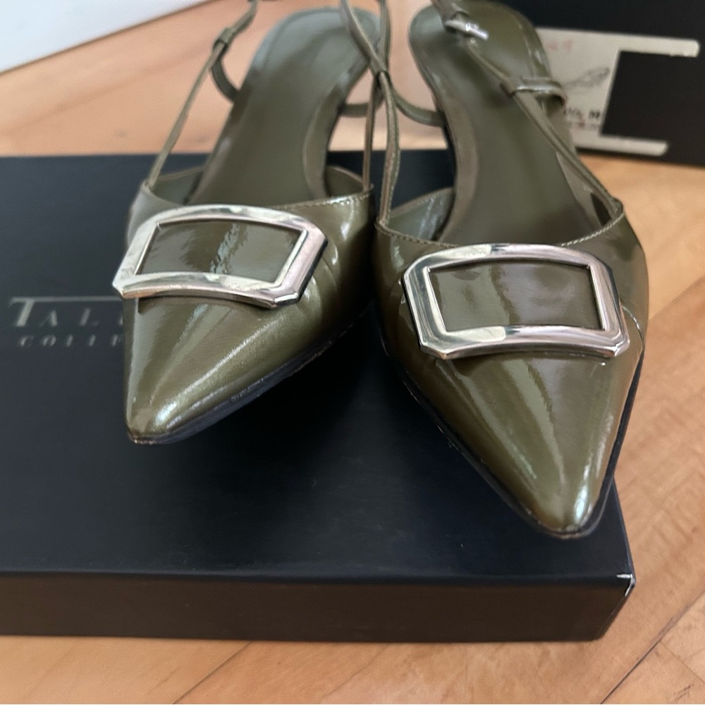 Elegant Olive Green Slingback Heels